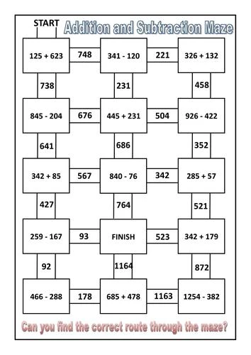 Labirinto matematico con addizioni e sottrazioni