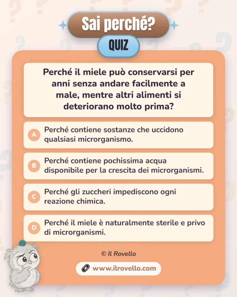 Indovinello Quiz Sai Perché il miele si conserva?