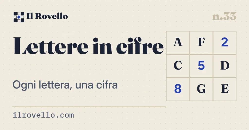Enigmistica matematica Lettere in cifre crittaritmetica