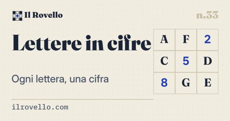 Enigmistica matematica Lettere in cifre crittaritmetica