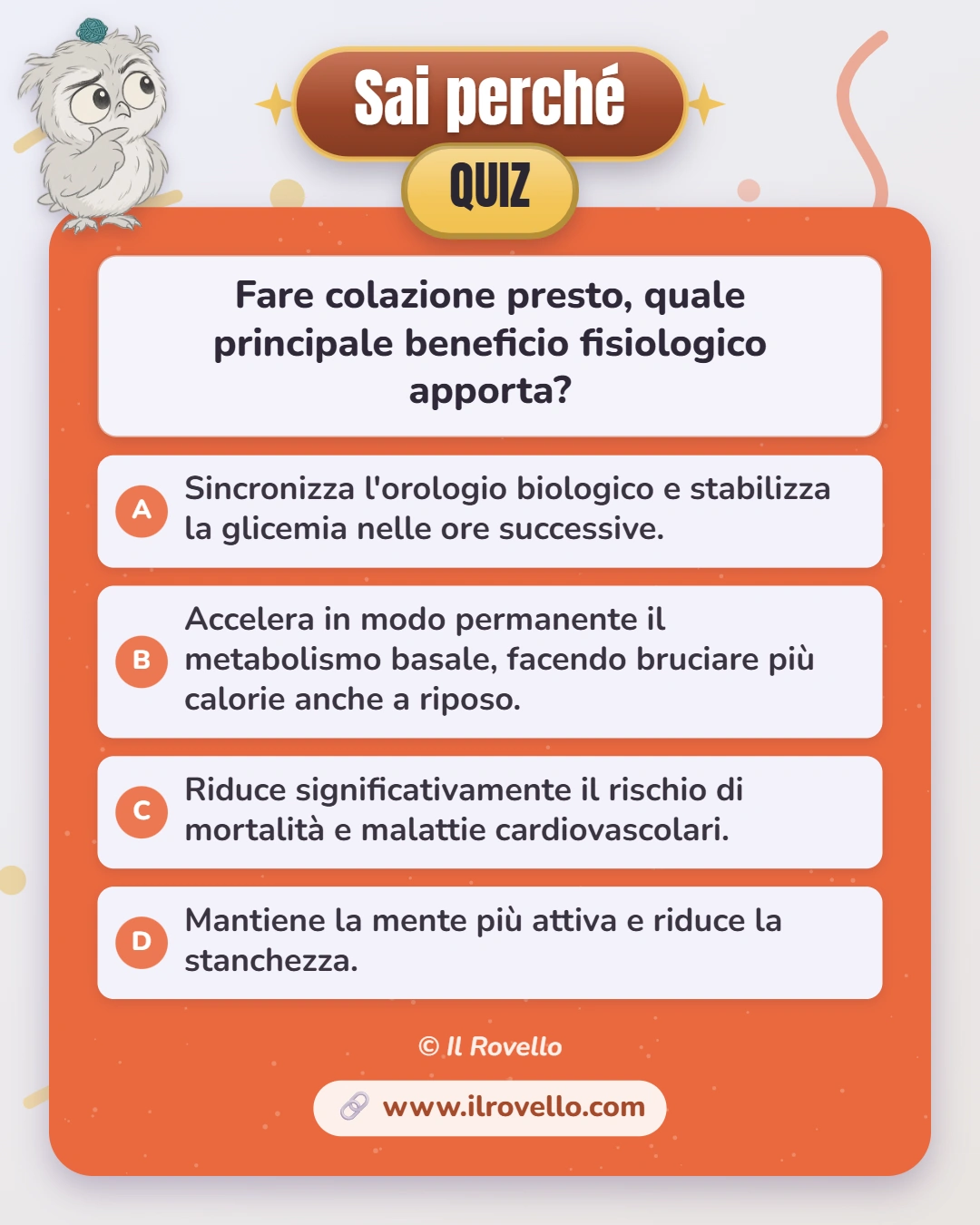 Indovinello quiz del giorno Sai perché fare colazione presto fa bene