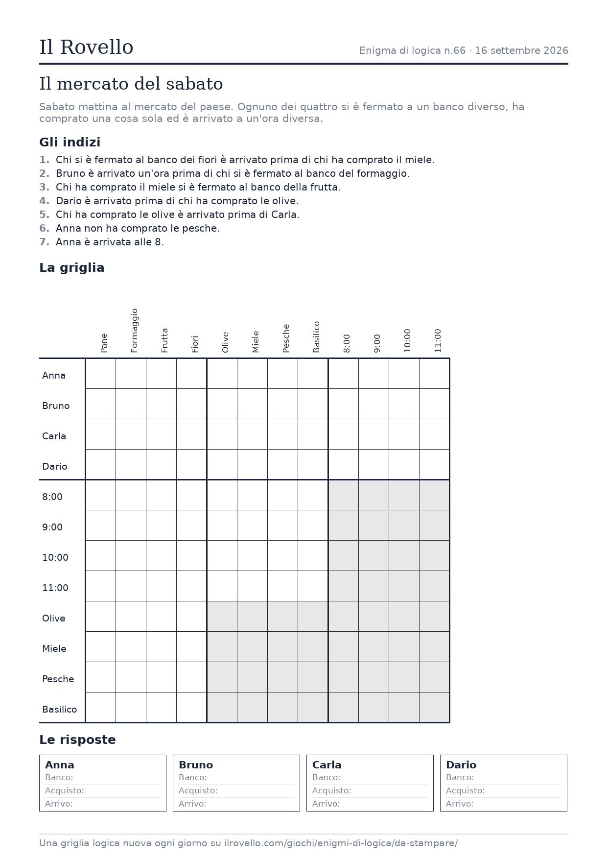 Griglia logica da stampare n.66, del 16 settembre 2026